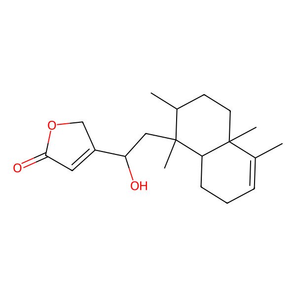 2D Structure of 3-[2-(1,2,4a,5-tetramethyl-2,3,4,7,8,8a-hexahydronaphthalen-1-yl)-1-hydroxyethyl]-2H-furan-5-one