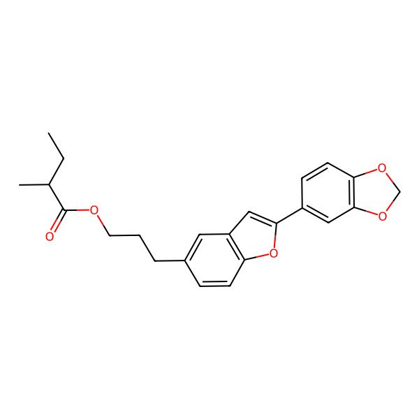 2D Structure of 3-[2-(1,3-benzodioxol-5-yl)-1-benzofuran-5-yl]propyl (2R)-2-methylbutanoate