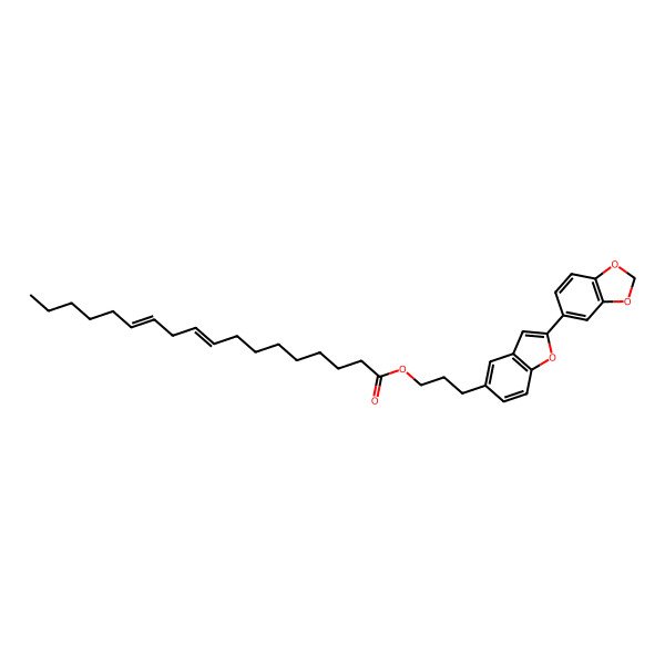 2D Structure of 3-[2-(1,3-Benzodioxol-5-yl)-1-benzofuran-5-yl]propyl octadeca-9,12-dienoate
