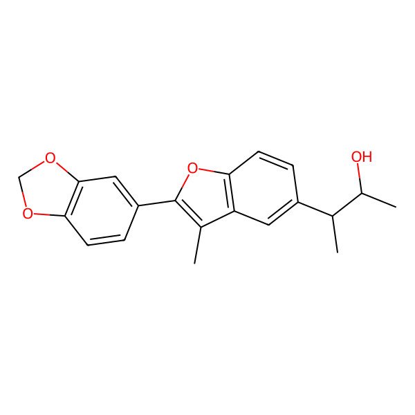 2D Structure of 3-[2-(1,3-Benzodioxol-5-yl)-3-methyl-1-benzofuran-5-yl]butan-2-ol