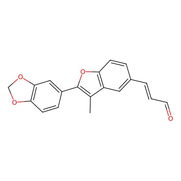 2D Structure of 3-[2-(1,3-Benzodioxol-5-yl)-3-methyl-1-benzofuran-5-yl]prop-2-enal