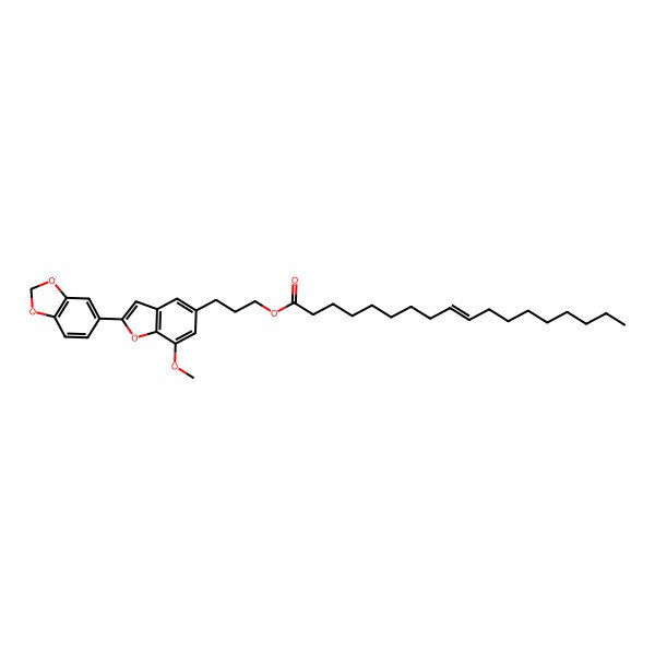 2D Structure of 3-[2-(1,3-Benzodioxol-5-yl)-7-methoxy-1-benzofuran-5-yl]propyl octadec-9-enoate