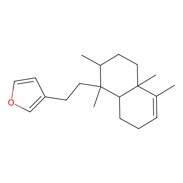 2D Structure of 3-[2-[(1S,2R,4aR,8aR)-1,2,4a,5-tetramethyl-2,3,4,7,8,8a-hexahydronaphthalen-1-yl]ethyl]furan