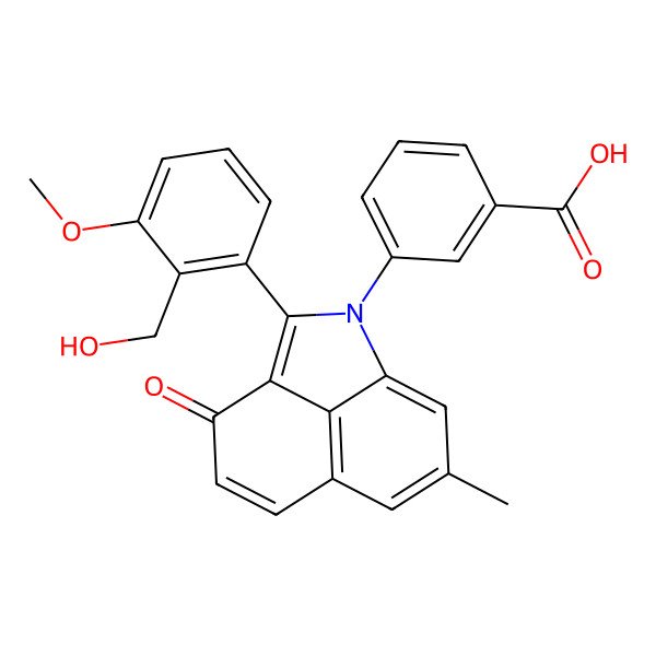 2D Structure of 3-[2-[2-(Hydroxymethyl)-3-methoxyphenyl]-7-methyl-3-oxobenzo[cd]indol-1-yl]benzoic acid