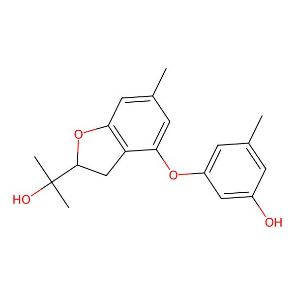 2D Structure of 3-((2-(2-Hydroxypropan-2-yl)-6-methyl-2,3-dihydrobenzofuran-4-yl)oxy)-5-methylphenol
