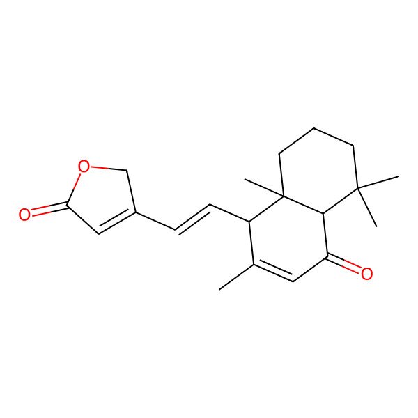 2D Structure of 3-[2-(2,5,5,8a-tetramethyl-4-oxo-4a,6,7,8-tetrahydro-1H-naphthalen-1-yl)ethenyl]-2H-furan-5-one