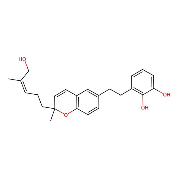2D Structure of 3-[2-[(2S)-2-[(E)-5-hydroxy-4-methylpent-3-enyl]-2-methylchromen-6-yl]ethyl]benzene-1,2-diol