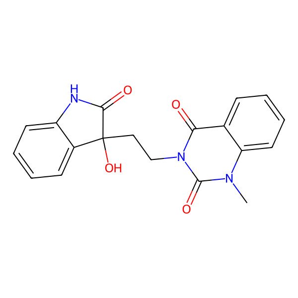 2D Structure of 3-[2-(3-hydroxy-2-oxo-1H-indol-3-yl)ethyl]-1-methylquinazoline-2,4-dione
