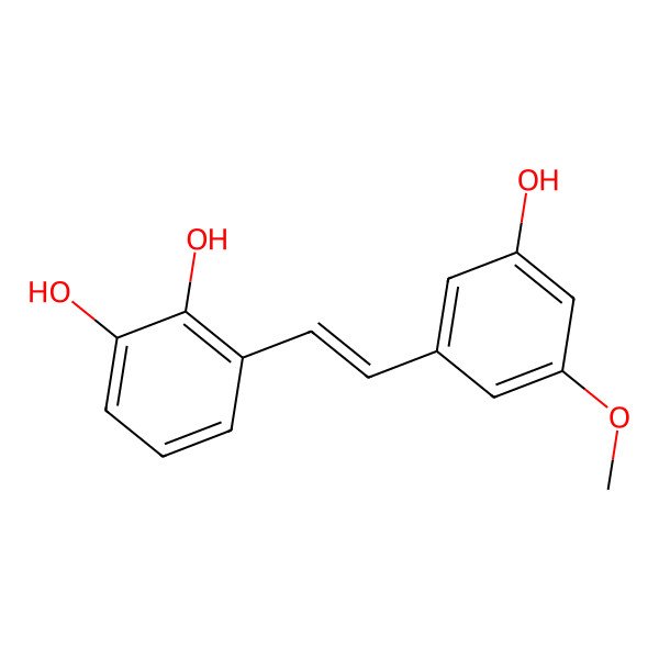 2D Structure of 3-[2-(3-Hydroxy-5-methoxyphenyl)ethenyl]benzene-1,2-diol