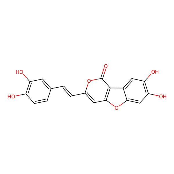 2D Structure of 3-[2-(3,4-Dihydroxyphenyl)ethenyl]-7,8-dihydroxypyrano[4,3-b][1]benzofuran-1-one