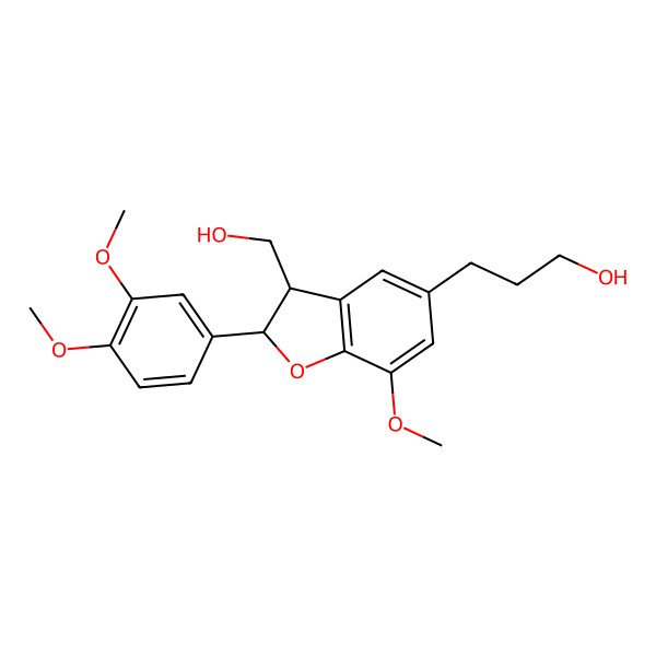 2D Structure of 3-[2-(3,4-Dimethoxyphenyl)-3-(hydroxymethyl)-7-methoxy-2,3-dihydro-1-benzofuran-5-yl]propan-1-ol