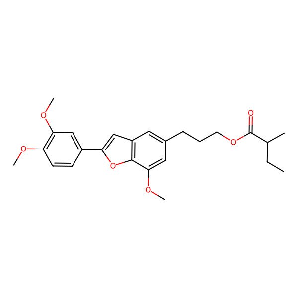 2D Structure of 3-[2-(3,4-Dimethoxyphenyl)-7-methoxy-1-benzofuran-5-yl]propyl 2-methylbutanoate