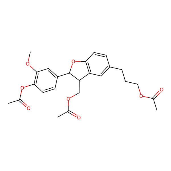 2D Structure of 3-[2-(4-Acetyloxy-3-methoxyphenyl)-3-(acetyloxymethyl)-2,3-dihydro-1-benzofuran-5-yl]propyl acetate
