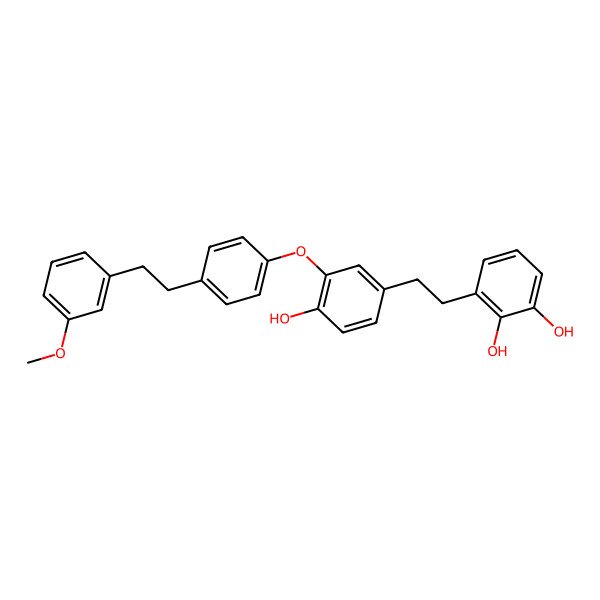 2D Structure of 3-[2-[4-Hydroxy-3-[4-[2-(3-methoxyphenyl)ethyl]phenoxy]phenyl]ethyl]benzene-1,2-diol