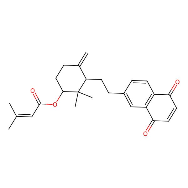 2D Structure of [3-[2-(5,8-Dioxonaphthalen-2-yl)ethyl]-2,2-dimethyl-4-methylidenecyclohexyl] 3-methylbut-2-enoate