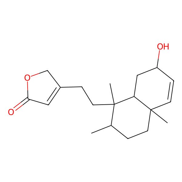 2D Structure of 3-[2-(7-hydroxy-1,2,4a-trimethyl-2,3,4,7,8,8a-hexahydronaphthalen-1-yl)ethyl]-2H-furan-5-one