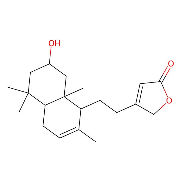 2D Structure of 3-[2-(7-hydroxy-2,5,5,8a-tetramethyl-1,4,4a,6,7,8-hexahydronaphthalen-1-yl)ethyl]-2H-furan-5-one