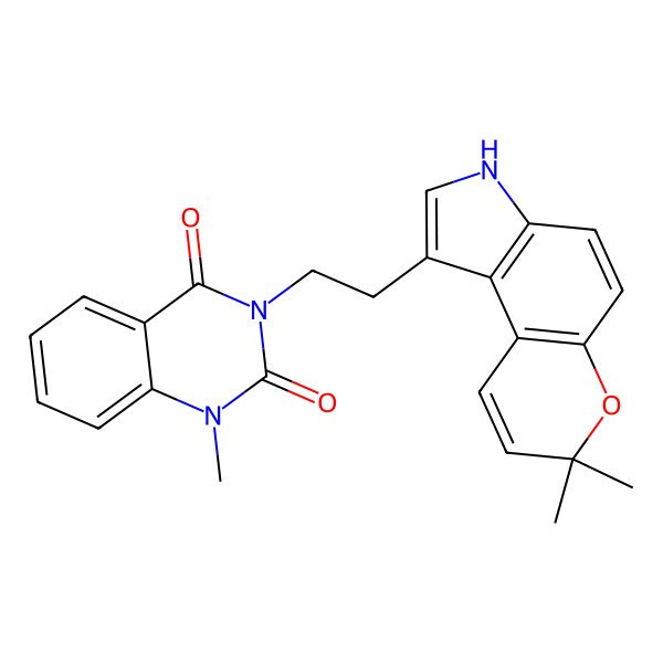 2D Structure of 3-[2-(7,7-dimethyl-3H-pyrano[3,2-e]indol-1-yl)ethyl]-1-methylquinazoline-2,4-dione