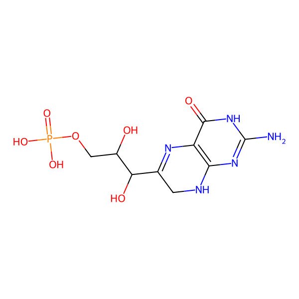 2D Structure of [3-(2-amino-4-oxo-7,8-dihydro-3H-pteridin-6-yl)-2,3-dihydroxypropyl] dihydrogen phosphate