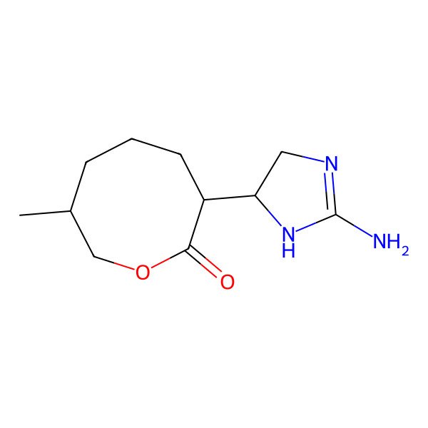 2D Structure of 3-(2-amino-4,5-dihydro-1H-imidazol-5-yl)-7-methyloxocan-2-one