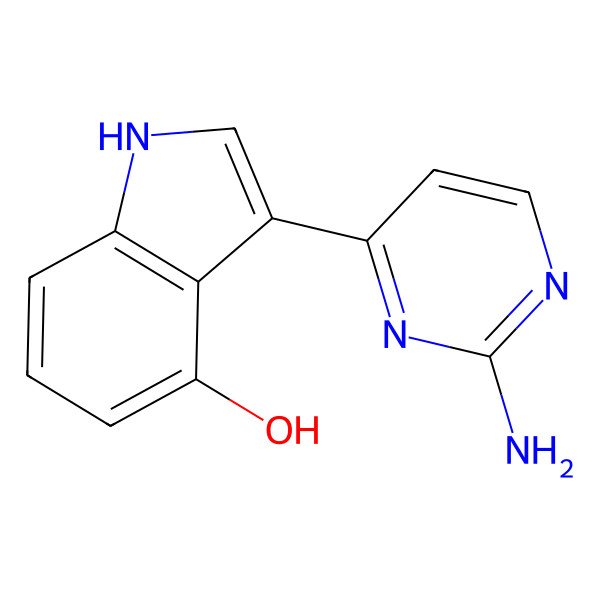 2D Structure of 3-(2-aminopyrimidin-4-yl)-1H-indol-4-ol