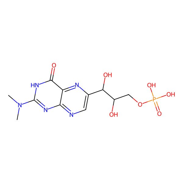 2D Structure of [3-[2-(dimethylamino)-4-oxo-3H-pteridin-6-yl]-2,3-dihydroxypropyl] dihydrogen phosphate