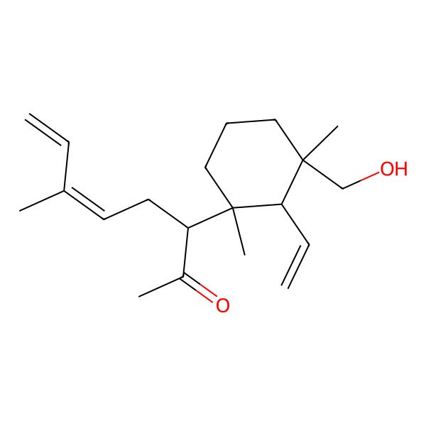 2D Structure of 3-[2-Ethenyl-3-(hydroxymethyl)-1,3-dimethylcyclohexyl]-6-methylocta-5,7-dien-2-one
