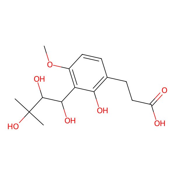 2D Structure of 3-[2-Hydroxy-4-methoxy-3-(1,2,3-trihydroxy-3-methylbutyl)phenyl]propanoic acid
