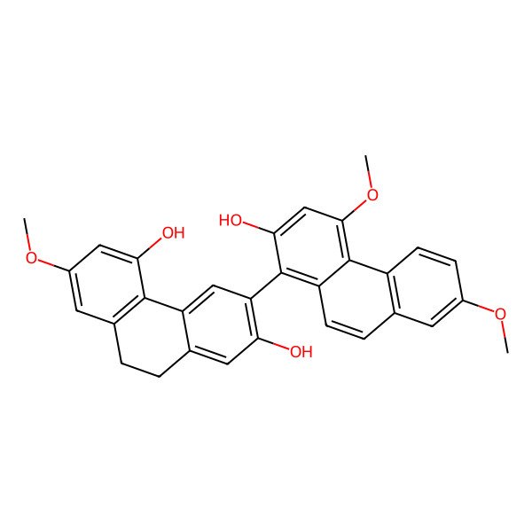 2D Structure of 3-(2-Hydroxy-4,7-dimethoxyphenanthren-1-yl)-7-methoxy-9,10-dihydrophenanthrene-2,5-diol