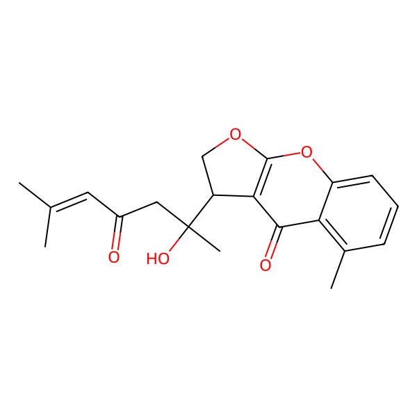 2D Structure of 3-(2-Hydroxy-6-methyl-4-oxohept-5-en-2-yl)-5-methyl-2,3-dihydrofuro[2,3-b]chromen-4-one