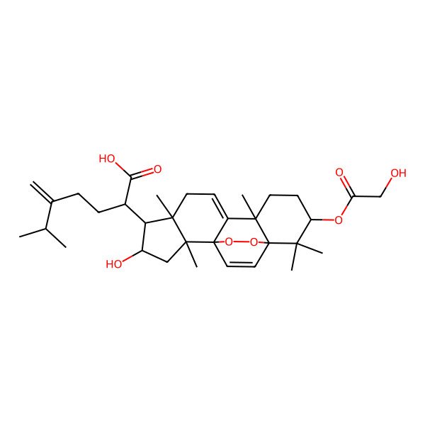 2D Structure of 3-(2-Hydroxyacetoxy)-5alpha,8alpha-peroxydehydrotumulosic acid