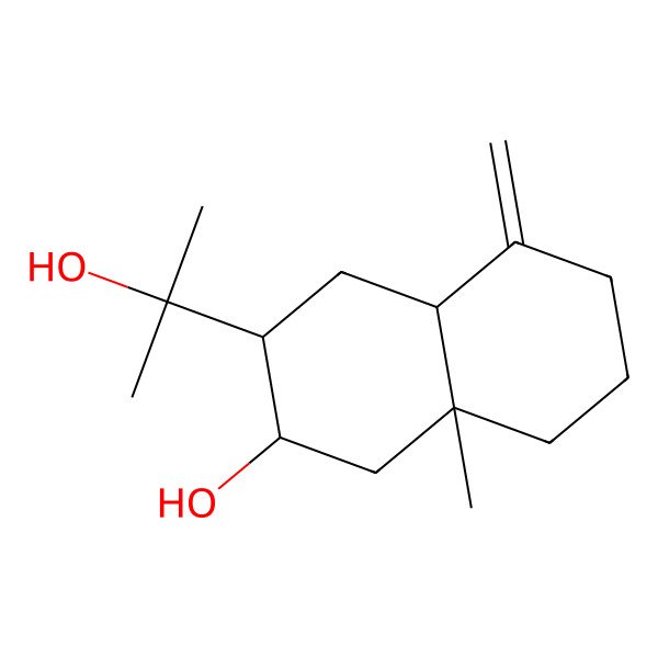 2D Structure of 3-(2-Hydroxypropan-2-yl)-8a-methyl-5-methylidene-1,2,3,4,4a,6,7,8-octahydronaphthalen-2-ol 2D Structure of 3-(2-Hydroxypropan-2-yl)-8a-methyl-5-methylidene-1,2,3,4,4a,6,7,8-octahydronaphthalen-2-ol