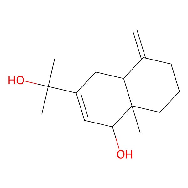 2D Structure of 3-(2-Hydroxypropan-2-yl)-8a-methyl-5-methylidene-1,4,4a,6,7,8-hexahydronaphthalen-1-ol 2D Structure of 3-(2-Hydroxypropan-2-yl)-8a-methyl-5-methylidene-1,4,4a,6,7,8-hexahydronaphthalen-1-ol