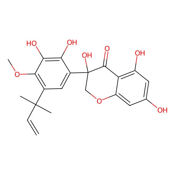 2D Structure of 3-[2,3-dihydroxy-4-methoxy-5-(2-methylbut-3-en-2-yl)phenyl]-3,5,7-trihydroxy-2H-chromen-4-one