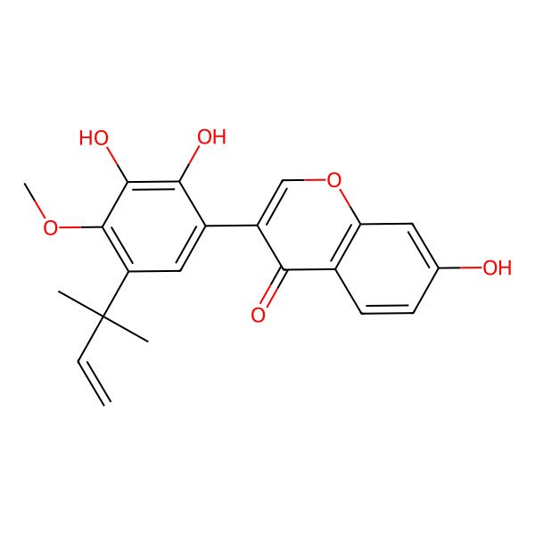 2D Structure of 3-[2,3-Dihydroxy-4-methoxy-5-(2-methylbut-3-en-2-yl)phenyl]-7-hydroxychromen-4-one