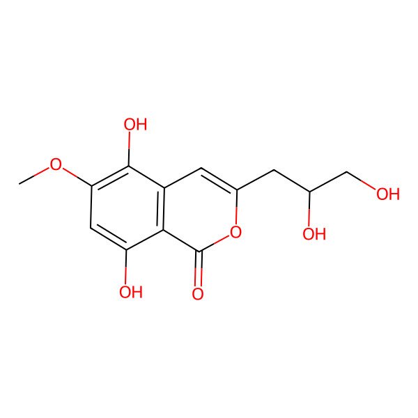 2D Structure of 3-(2,3-Dihydroxypropyl)-5,8-dihydroxy-6-methoxyisochromen-1-one