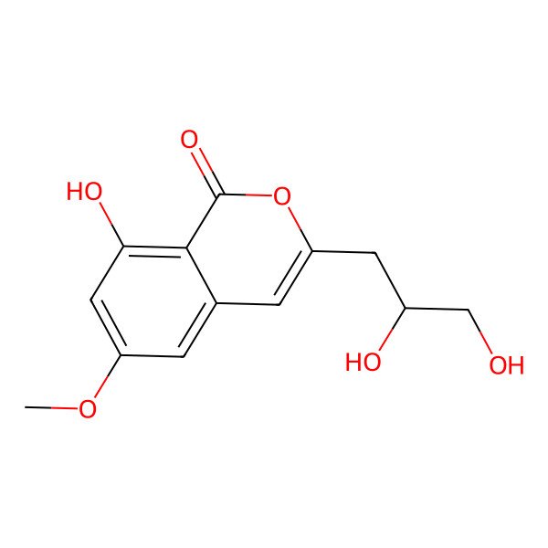 2D Structure of 3-(2,3-Dihydroxypropyl)-8-hydroxy-6-methoxyisochromen-1-one
