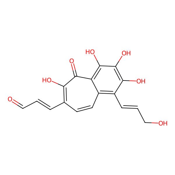2D Structure of 3-[2,3,4,6-Tetrahydroxy-1-(3-hydroxyprop-1-enyl)-5-oxobenzo[7]annulen-7-yl]prop-2-enal