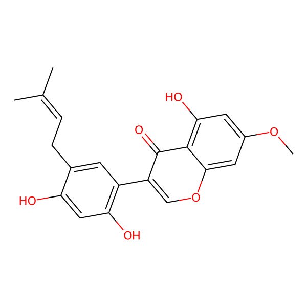 2D Structure of 3-[2,4-Dihydroxy-5-(3-methylbut-2-enyl)phenyl]-5-hydroxy-7-methoxychromen-4-one