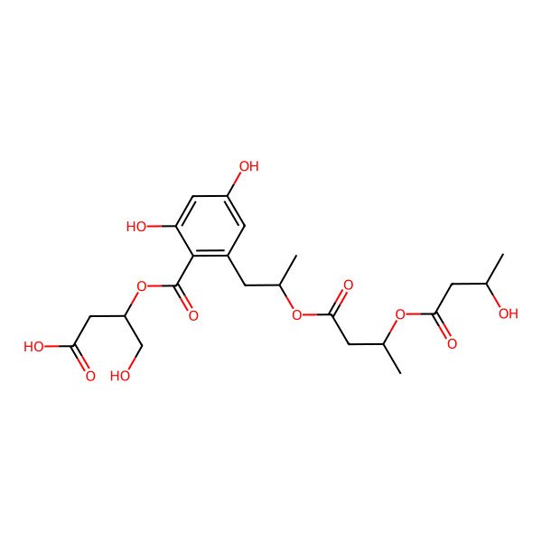 2D Structure of 3-[2,4-Dihydroxy-6-[2-[3-(3-hydroxybutanoyloxy)butanoyloxy]propyl]benzoyl]oxy-4-hydroxybutanoic acid