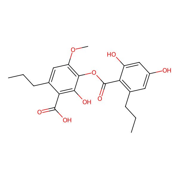2D Structure of 3-[(2,4-Dihydroxy-6-propylbenzoyl)oxy]-2-hydroxy-4-methoxy-6-propylbenzoic acid