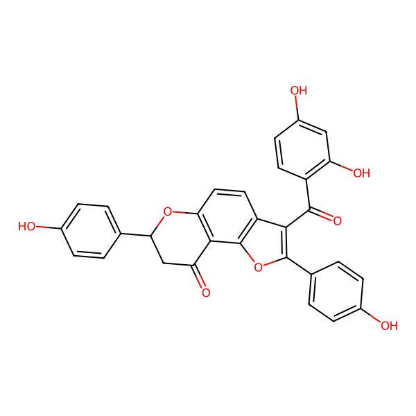 2D Structure of 3-(2,4-Dihydroxybenzoyl)-2,7-bis(4-hydroxyphenyl)-7,8-dihydrofuro[2,3-f]chromen-9-one