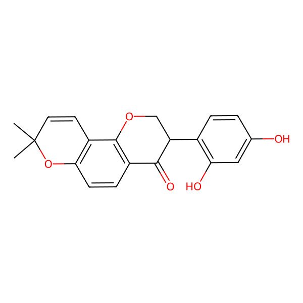 2D Structure of 3-(2,4-Dihydroxyphenyl)-8,8-dimethyl-2,3-dihydropyrano[2,3-f]chromen-4-one