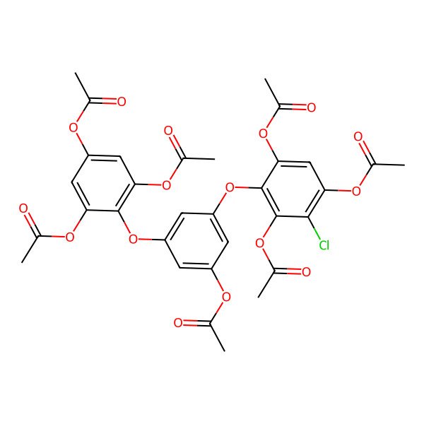 2D Structure of [3-(2,4,6-Triacetyloxy-3-chlorophenoxy)-5-(2,4,6-triacetyloxyphenoxy)phenyl] acetate