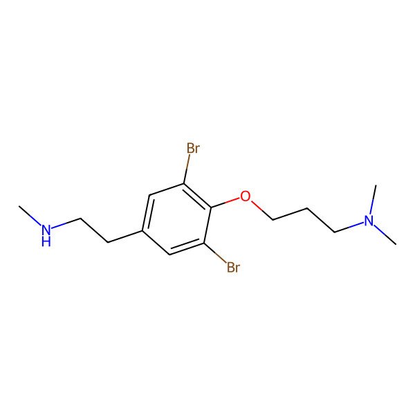2D Structure of 3-[2,6-dibromo-4-[2-(methylamino)ethyl]phenoxy]-N,N-dimethylpropan-1-amine