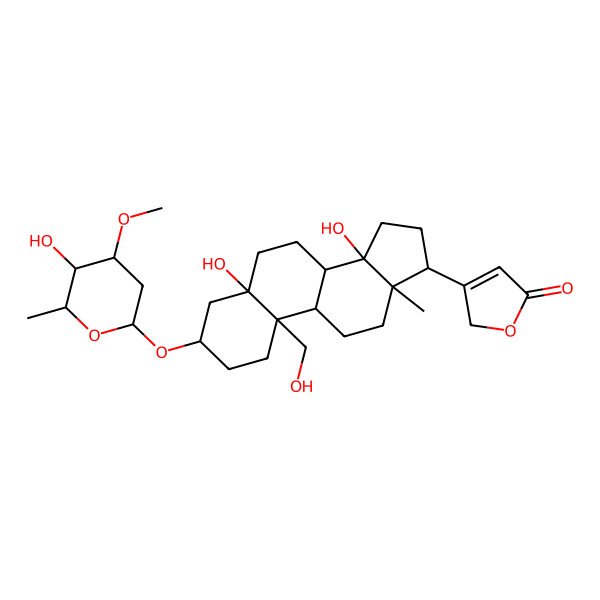 2D Structure of 3-[(2,6-Dideoxy-3-O-methylhexopyranosyl)oxy]-5,14,19-trihydroxycard-20(22)-enolide