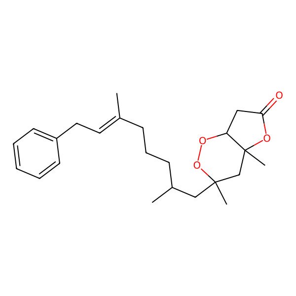 2D Structure of 3-(2,6-dimethyl-8-phenyloct-6-enyl)-3,4a-dimethyl-7,7a-dihydro-4H-furo[3,2-c][1,2]dioxin-6-one