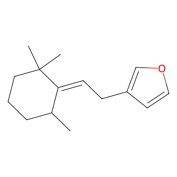 2D Structure of 3-[(2E)-2-[(6R)-2,2,6-trimethylcyclohexylidene]ethyl]furan