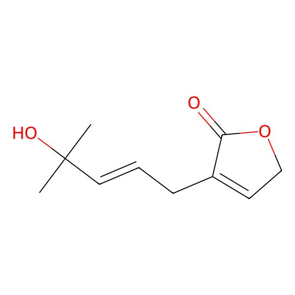 2D Structure of 3-[(2e)-4-Hydroxy-4-methylpent-2-en-1-yl]furan-2(5h)-one