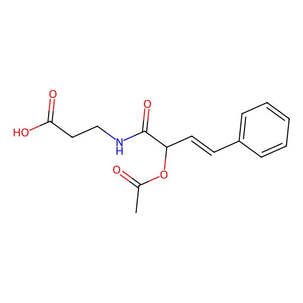 2D Structure of 3-[[(2R)-2-acetyloxy-4-phenylbut-3-enoyl]amino]propanoic acid